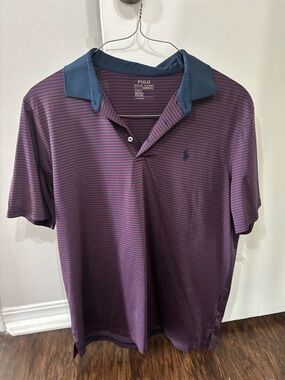 Polo by Ralph Lauren Striped Purple & Navy Performance Polo